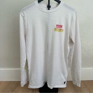 Quiksilver Men's White Long Sleeve Tee with Colorful Logo